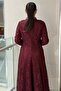 Stone Embellished Collar and Piping Detailed Guipure Dress - 5