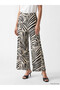 Özmarka New Season Gray Elastic Waist Zebra Patterned Women's Trousers - 2