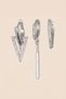 Silver Colored Zircon Stone Triangle and Bar Dangle 3-Piece Hoop Earring Set