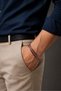 Men's and Women's Red Copper Bracelet with Leather Strips on Top, Double Row Steel Chain, Magnetic Model, Pure Copper Bracelet - 2