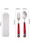 Arcade Adventure Kids Cutlery Set with Case - 2-Piece Stainless Steel BPA Free Cutlery Set Includes Spoon, Fork and Case for Lunch Box, Picnic and Travel (Red) - 4