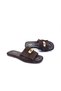Genuine Suede Leather Flat Heeled Women's Brown Slippers - 4