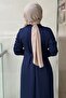 Evening Dress with Cape Sleeves and Accessory Detail on the Shoulder - 3