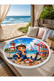 Lighthouse Adventure 150 cm Round Children's Beach Towel Lighthouse and Sea Themed - 2