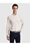 Beige Striped Slim Fit Long Sleeve Shirt 50320890-Vr011