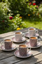 Emsan Striped and Houndstooth Patterned Porcelain Coffee Cup Set for 6 People – Stylish Turkish Coffee Presentation Set - 2