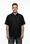Men's Short Sleeve Oversize Linen Shirt Black - 3