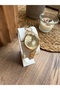 Round Design Stone Model Gold Women's Wristwatch - 4