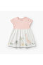 Round Neck Short Sleeves A-line Dress with Safari Print - 2