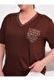 Women's V-Neck Viscose Blouse with Embroidered Collar and Pocket - 3