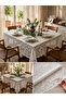 Premium Series Scallop Edge Lace Dining Tablecloth for 6-8 People (150X150 cm) - 2