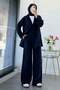 Premium Single Button Modal Trousers Suit - Navy Blue - 6