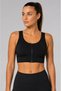 Women's Black Zip-Up Sports Bustier – Medium Support Fitness and Yoga Bra - 4