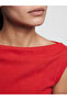 Lcw Vision Red Boat Neck Women's Ribbed T-Shirt - 4