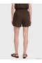 Vizyon New Season Elastic Waist Linen Blend Women's Shorts - 4