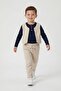 Beige Boy's 3-Piece Suit with Seersucker Fabric Vest and Trousers 24547 - 2