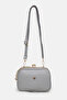 Women's Gray Clip-On 4-Compartment Lined Soft Leather Hand, Shoulder and Crossbody Bag - 6