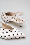 H01 Women's Polka Dot Pointed Toe Open Back Slingback Low-Cut Stylish Short 4 cm Heeled Shoes - 3