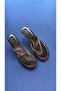 Arel Gold Wrinkled Leather Flip Flops with Heels - 3