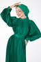 Straight Collar Women's Emerald Pleated Evening Dress - 25458 - 2