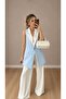 Women's Garnished Vest Palazzo Pants Suit Long Vest Suitable for Tesettür - 4