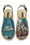 Women's vegan leather turquoise chunky sole sandals - tram nap design - 2
