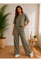 Casual Elegance Women's Relaxed Fit Crew Neck Modal Blouse and Pants Two-Piece Set - 2