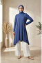 Bürümcük Fabric Asymmetrical Cut Long Tunic 0562-08 Indigo