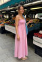 Candy Pink - Shoulder Tie Strap Gathered Dress - 3