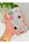 iPhone 16E / 17E Stone Case with Pearl Necklace Detail, Marbling Effect 3D Heart and Motif Charm Cover - 7