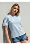 Women's Crew Neck Lace Detail Lace-Up Back Combed Cotton Blouse 28076