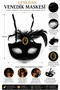 Venetian Mask with Velvet Feathers and Stones Black Halloween Halloween Party Accessory - 2