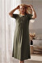 Women's Plus Size Lace Detailed Front Half Buttoned Short Sleeve Viscose Nightgown - 3