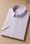 Relaxed Fit Classic Men's Dad Short Sleeve 100% Cotton Linen Shirt - 5