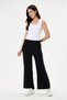 Women's Strawberry Fabric Elastic Waist Comfortable Fit Palazzo Trousers Black