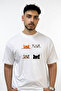Peeking Cats Design Printed Oversize White T-Shirt
