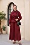 Strawberry Suit with Ruffled Front, Elastic Sleeves, Belted Waist, and Skirt - Burgundy