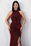 Halter Neckline Stoned Slit Dress Drp1013 - 2