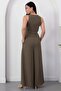 Crew Neck Belted Wide Leg Jumpsuit Grs4017 - 8