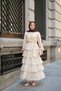 Women's Embroidered Layered Flounce Waist Tie Suit Cream - 8