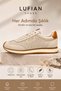 Men's Leather Sneaker Beige Casual Sports Shoes Lightweight Comfortable Casual Walking Shoes