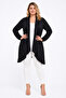Women's Plus Size Black, Crinkle Fabric Viscose Cardigan 65N39562 - 4