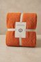 Cotton Orange Solid Color Honeycomb Patterned Soft Textured Single Blanket