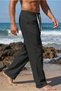 Men's 100% Linen Comfortable Fit Elastic Waist Summer Linen Trousers with Pockets Daily Casual Beach Pants - 2