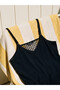 Black Polka Dot Rope Strap Women's Shorts Pajama Set - 2