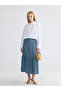 Indigo Elastic Waist Ruffled Jean Skirt