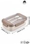 3-Compartment Lunch Box with Fork and Spoon for School, Sports, Camping, Diet Meal Box 1100 ml Bpa Free - 2