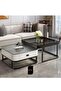Modern Nesting Table Set Minimalist Living Room Coffee Table Set Square-shaped End Table(70*70*45&60*60*38CM) - 2