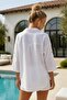 White Shirt Collar 3/4 Sleeve Buttoned Pocket Embroidered Casual Cotton Woven Shirt 75 60 - 7