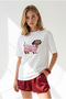 Women's White Dog Printed Boyfriend Cotton T-Shirt Tsh-19001014 - 4